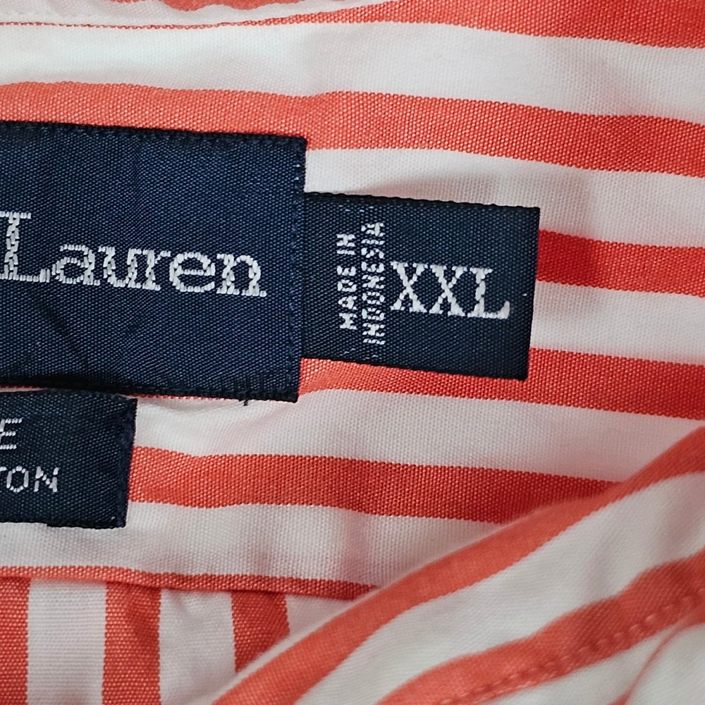 Polo Ralph Lauren Blake Mens XXL Coral White Striped Cotton Button Down Shirt - Picture 4 of 12